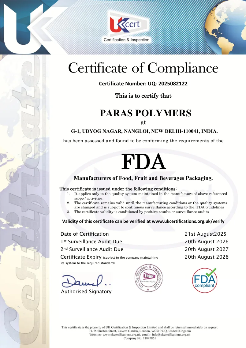 Third-party FDA compliance certificate preview