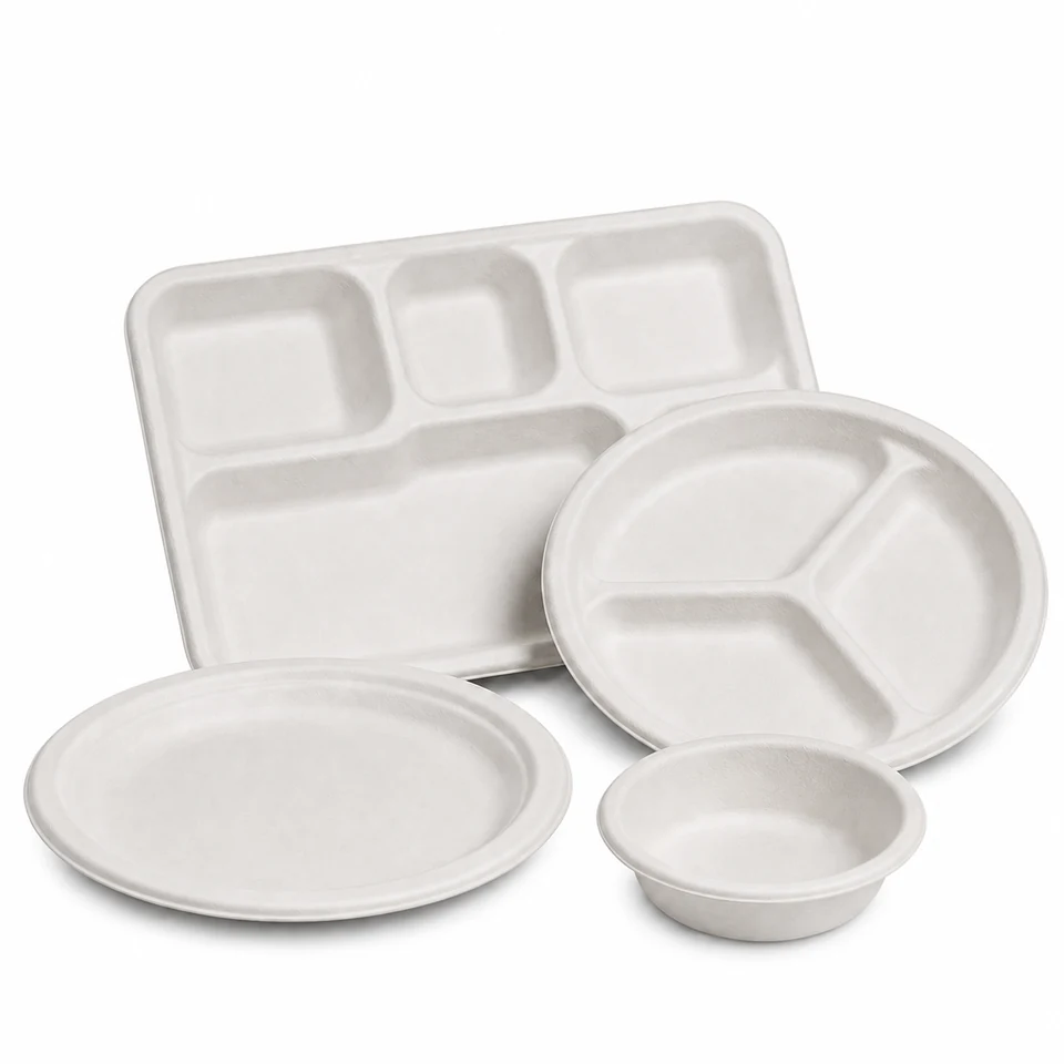 Paras bagasse plates bowls and meal trays