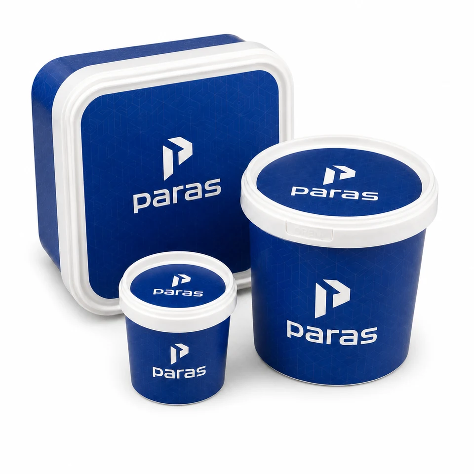 Paras IML containers in round and square formats
