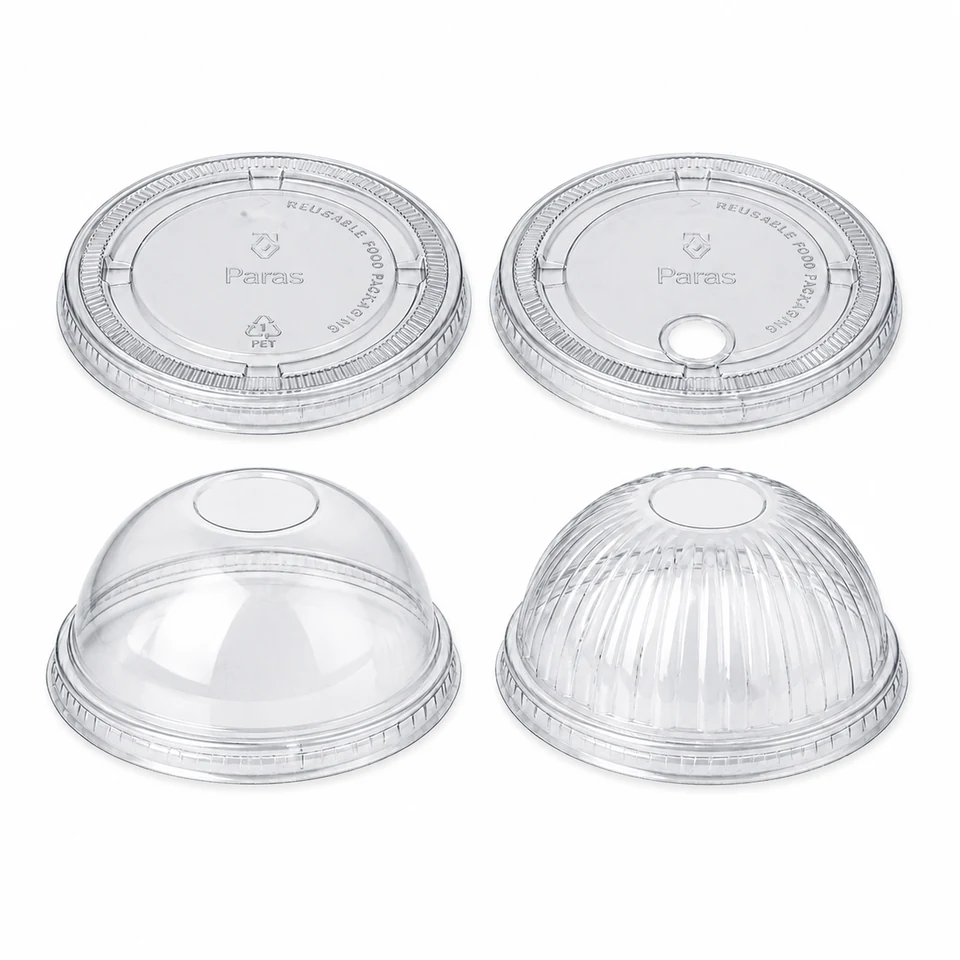 Paras clear PET lids in multiple sizes