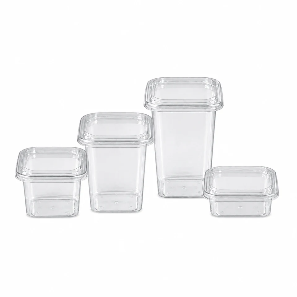 Paras clear square PET containers