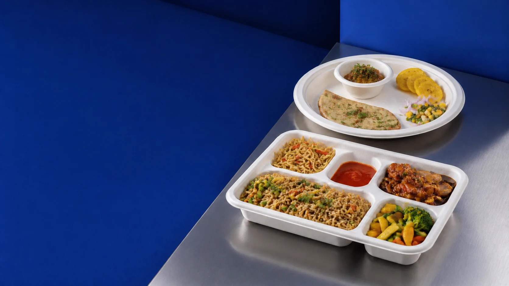 Paras bagasse plates, bowls and compartment meal trays