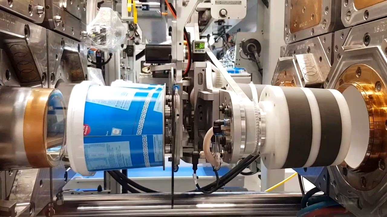 In-mould labelling equipment operating at Paras