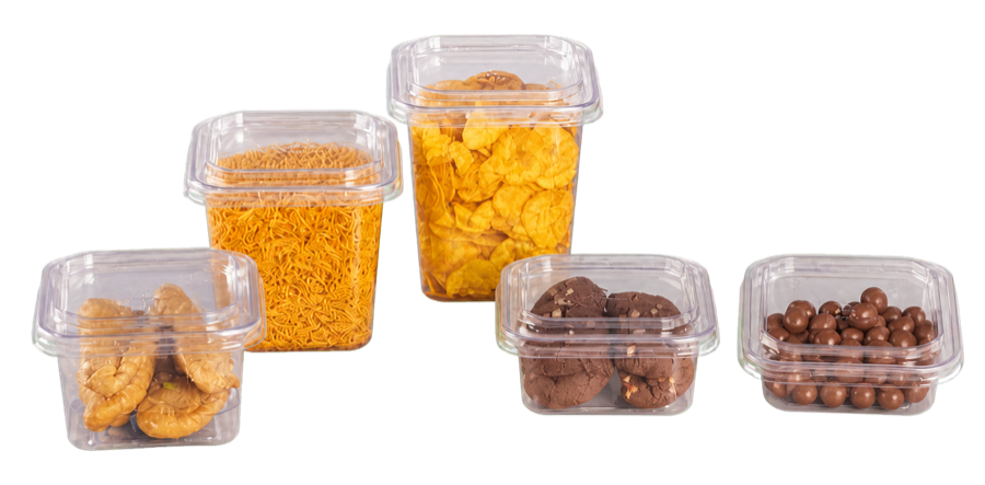 Square clear PET containers