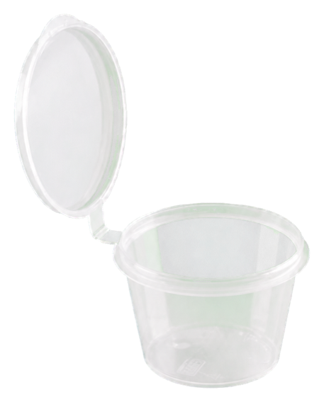Clear hinged sauce and dip cup