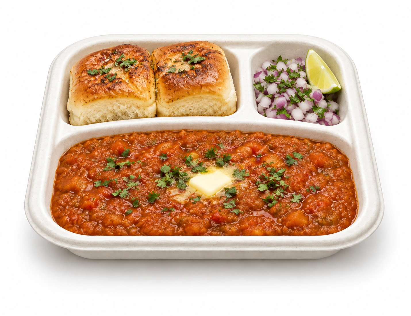 10" Kare 3 bölmeli Pav Bhaji