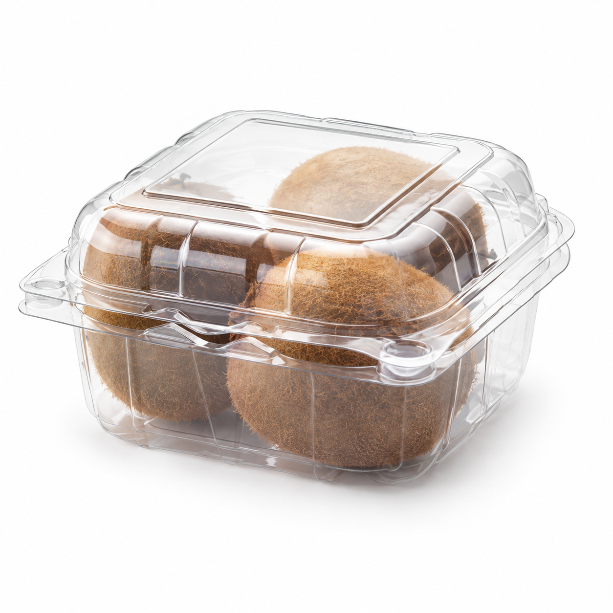Bandeja PET para kiwi, 3 piezas, cuadrada