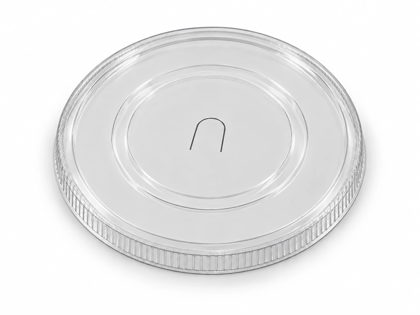 Illustrative three-quarter view of 95 DIA Flat Lid Strawcut - Ushape