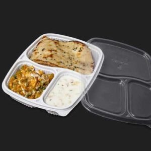 Platter 3cp With Lid (Black/White/Red)