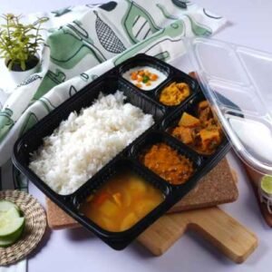 6cp Parcel Meal Box With Lid (Black/White)